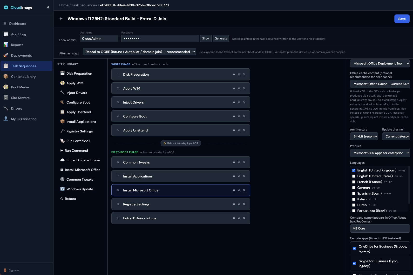 CloudImage deployment step timeline